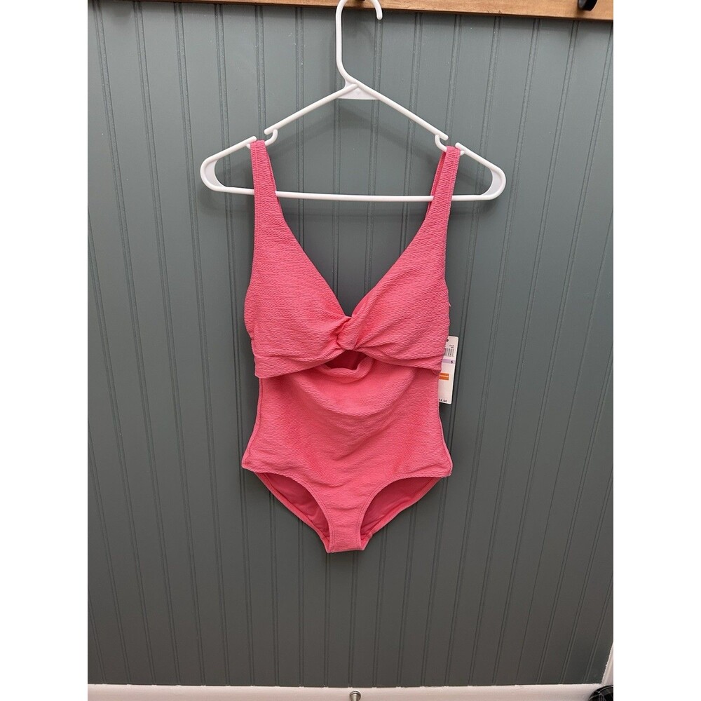 Anne Cole Dream Weaver Twist Front Melon One Piece Swimsuit women's Size 6